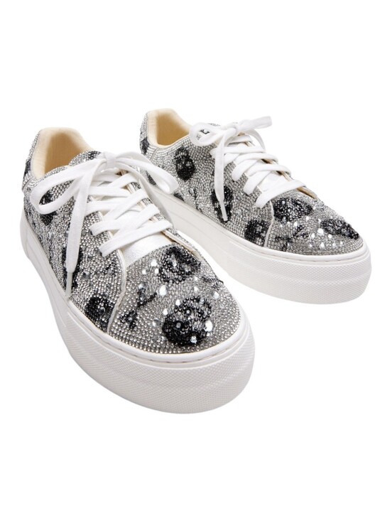 Betsey Johnson Shoes - Betsey Johnson Sidny Embellished Silver Skull Low-Top Sneakers for Women